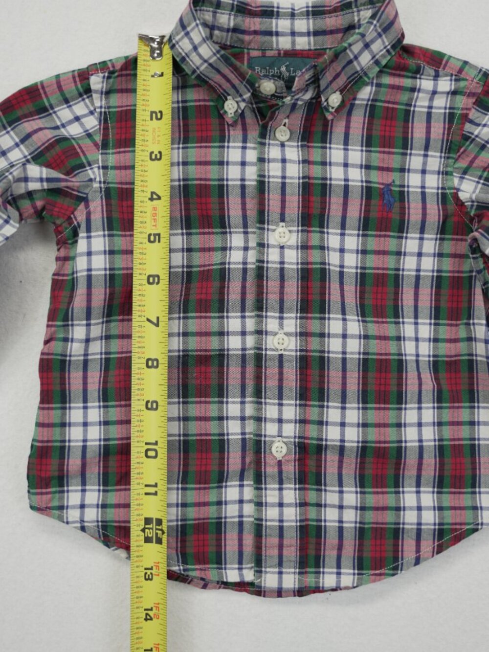 Polo Ralph Lauren Baby Button Shirt Classic Plaid Long‎ Sleeve Multi Red 18M - Picture 4 of 6